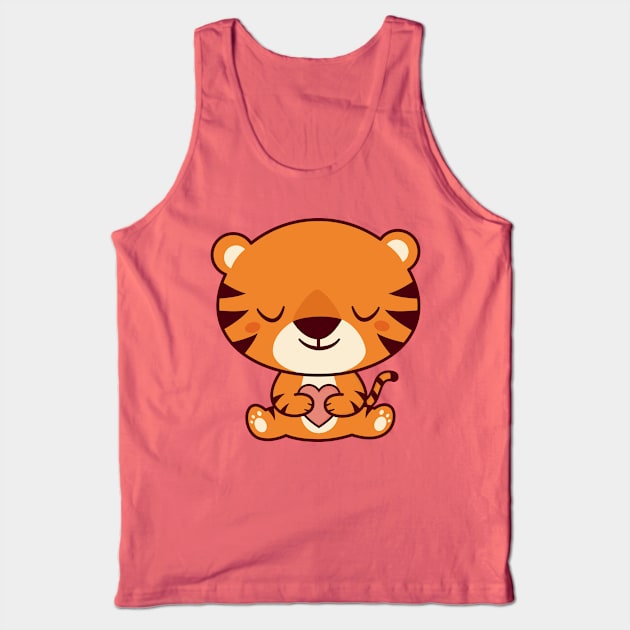 Kawaii Cute Tiger Sitting Down Tank Top by happinessinatee
